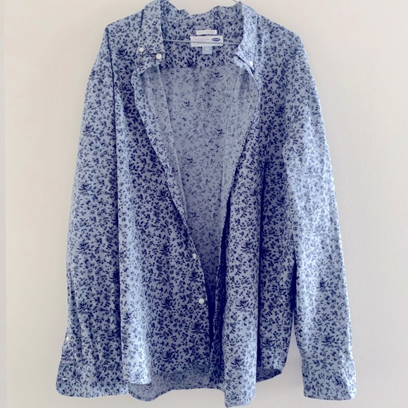 Blue/Grey Floral Button Down Shirt - XXL - Old Navy - Picture 3 of 5